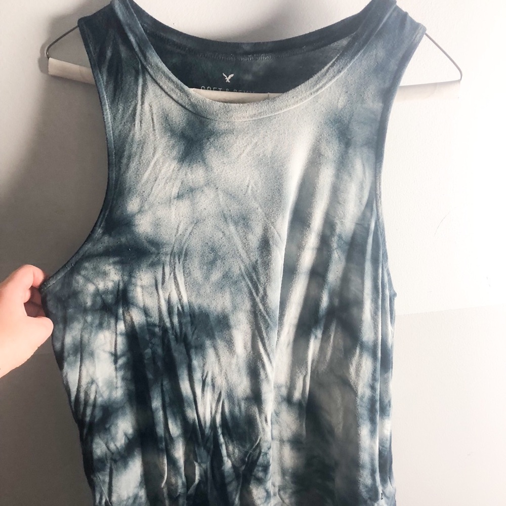 Navy Blue Tie Dye Tank Top American Eagl